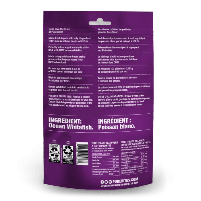PureBites Freeze-Dried Ocean Whitefish (50g) - Tail Blazers Etobicoke