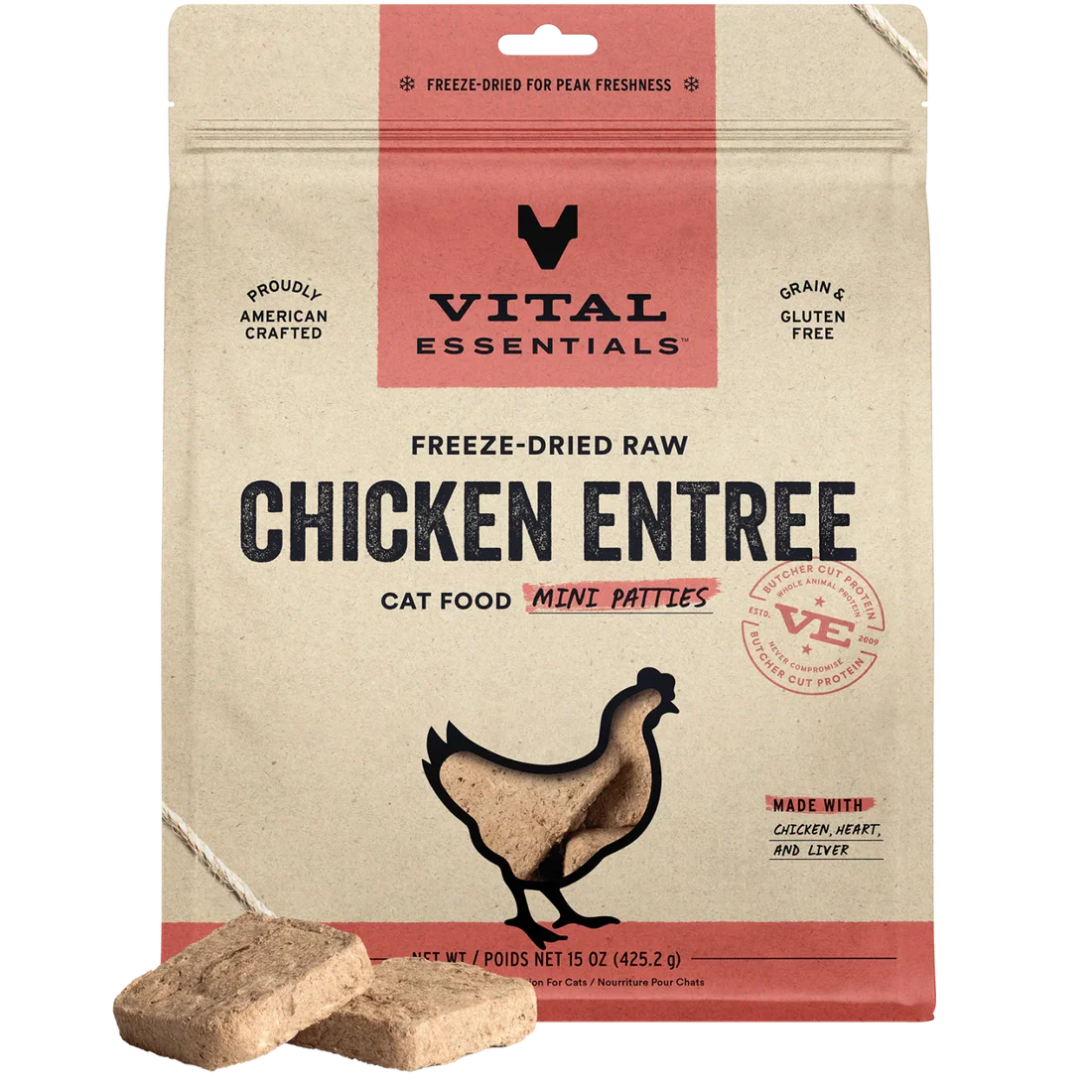 Vital Essential Cat Freeze-Dried Chicken Mini Patty 15oz