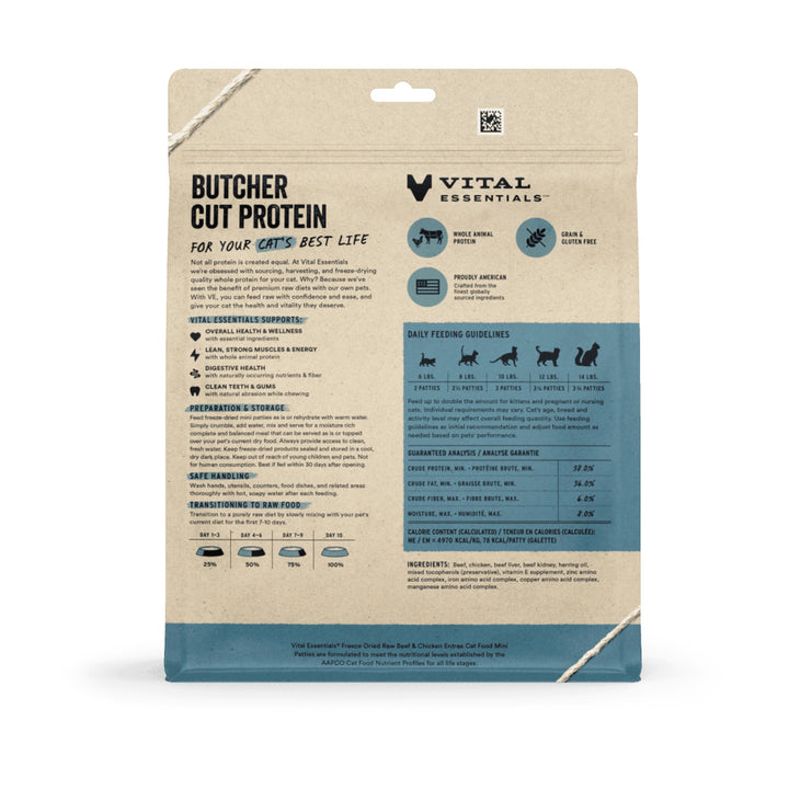 Vital Essential Cat Freeze-Dried Beef/Chicken Mini Patty (15oz)