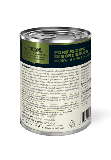 Acana Pork Recipe Dog Can (363g) - Tail Blazers Etobicoke