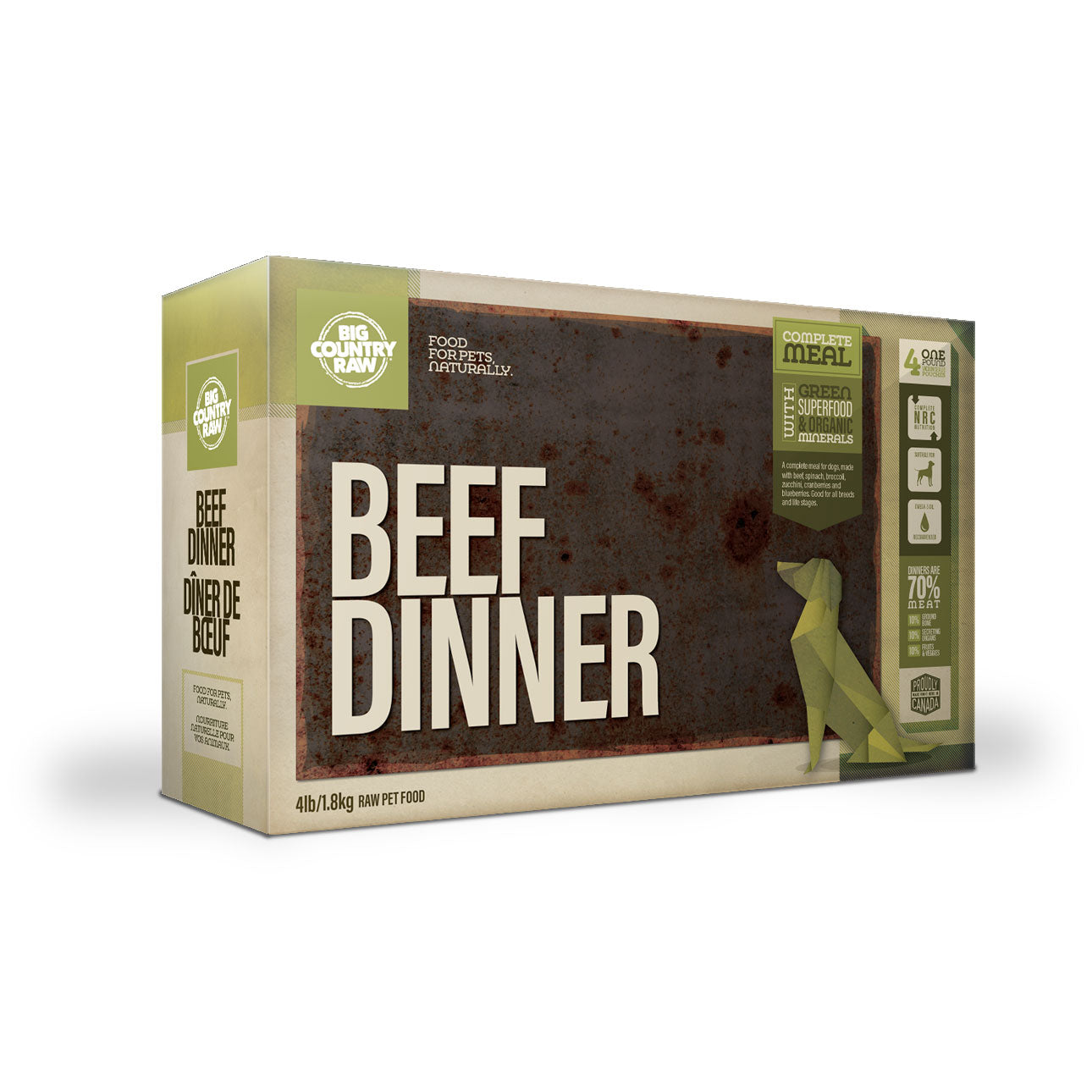 Big Country Raw Dog Beef Dinner Carton (4lb) - Tail Blazers Etobicoke