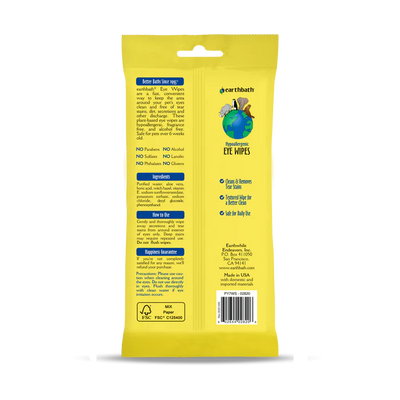 Earth Bath Eye Wipes (25ct) - Tail Blazers Etobicoke