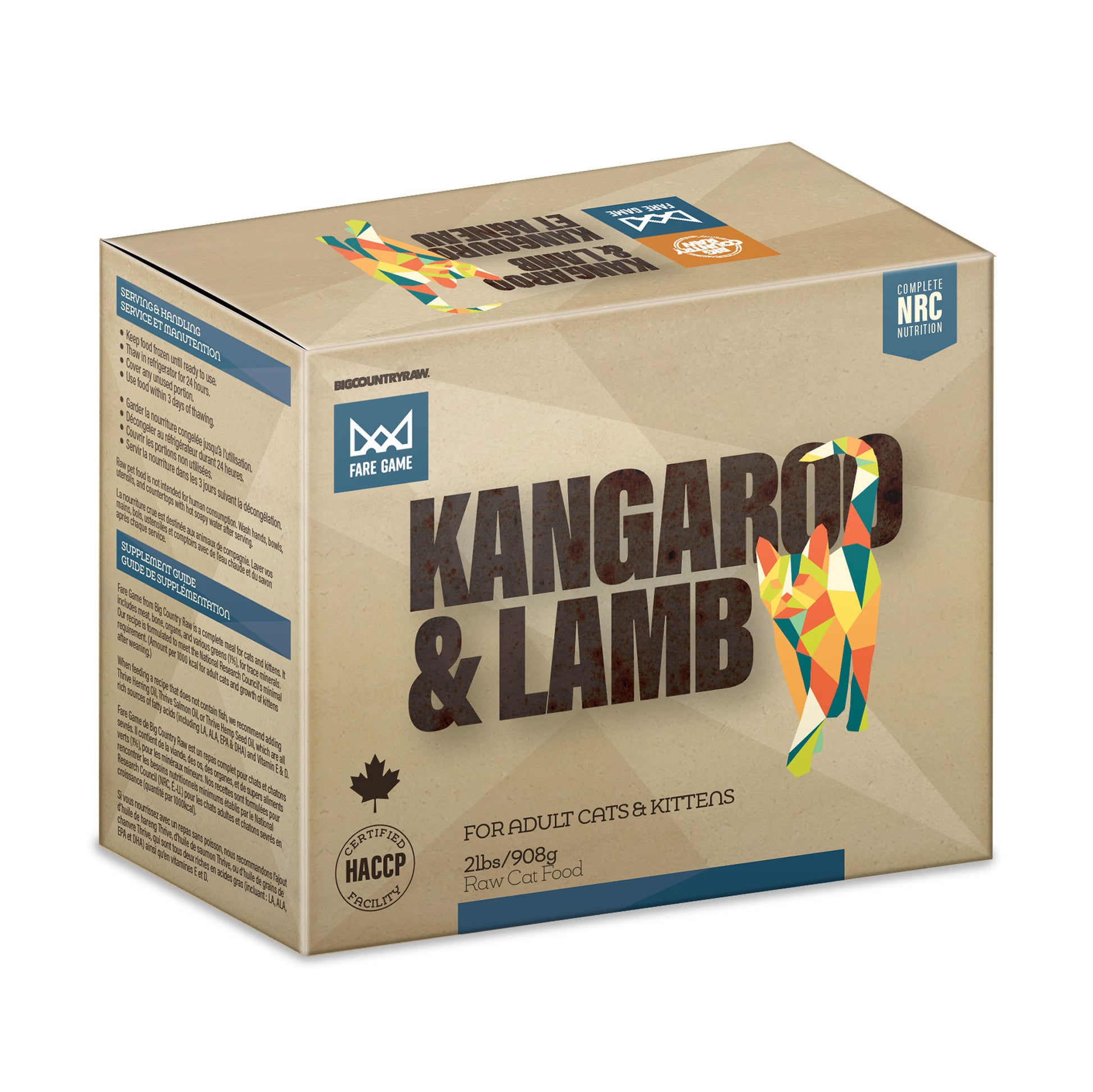Big Country Raw Cat Fare Game Kangaroo & Lamb (2lb) - Tail Blazers Etobicoke