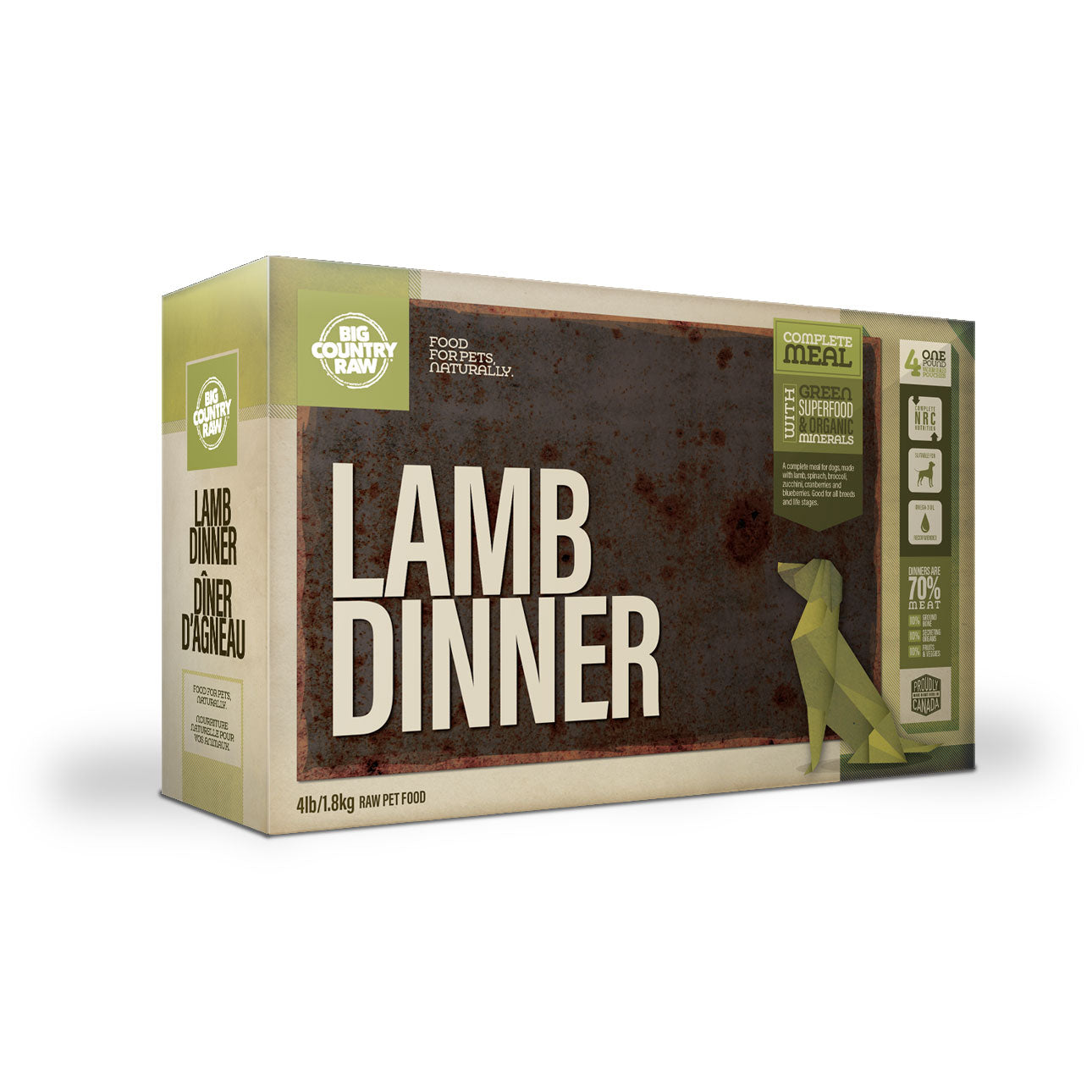 Big Country Raw Dog Lamb Dinner Carton (4lb) - Tail Blazers Etobicoke