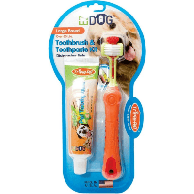 Enviro Pet Large Triple Brush Dog Toothbrush &amp; Toothpaste - Tail Blazers Etobicoke