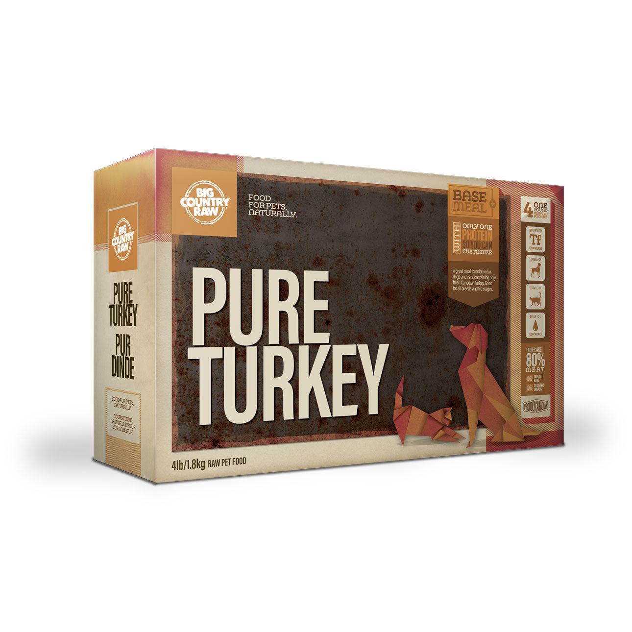 Big Country Raw Dog Pure Turkey Carton (4lb) - Tail Blazers Etobicoke