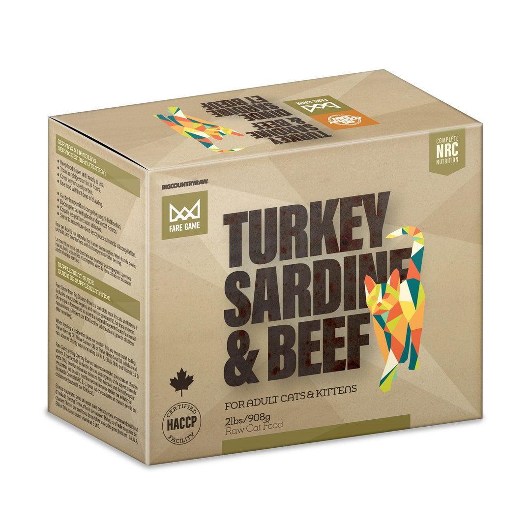 Big Country Raw Cat Fare Game Turkey Sardine &amp; Beef (2lb) - Tail Blazers Etobicoke